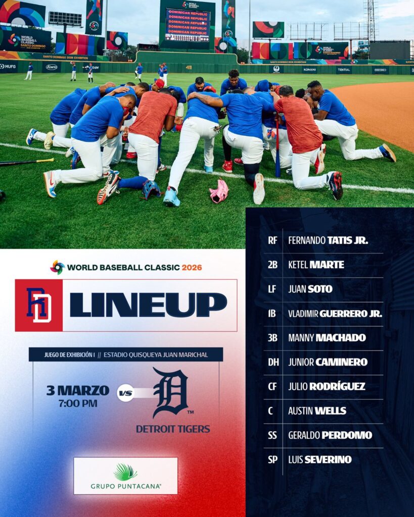 República Dominicana anuncia alineación para juego de exhibición ante Detroit - Noticias de hoy en República Dominicana | De Último Minuto
