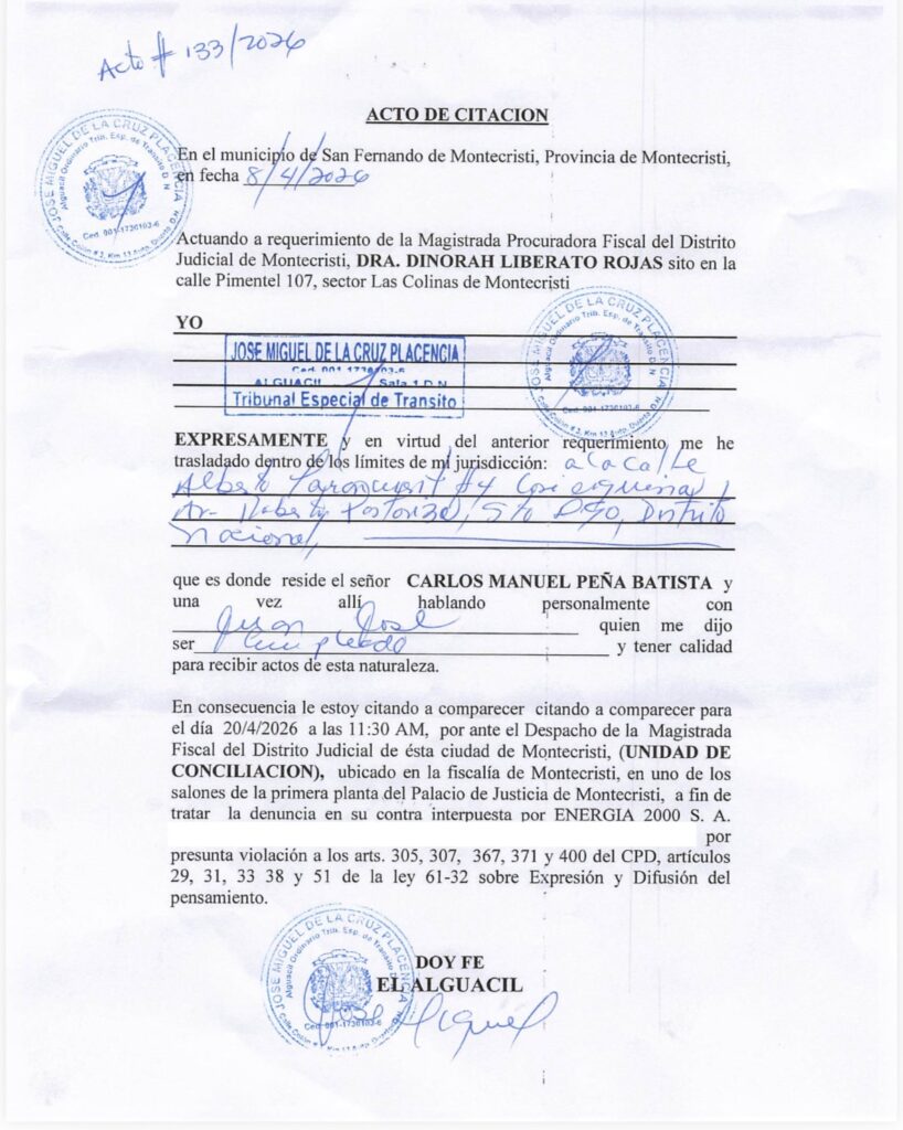 Energía 2000 presenta denuncia contra Pastor Carlos Peña por extorsión y chantaje | 2 | Energía 2000 presenta denuncia contra Pastor Carlos Peña por extorsión y chantaje - Noticias de hoy en República Dominicana | De Último Minuto