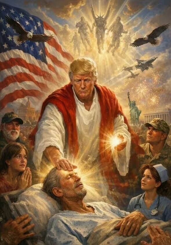 Trump publica una imagen en la que se convierte en un aparente Jesucristo sanador - Noticias de hoy en República Dominicana | De Último Minuto
