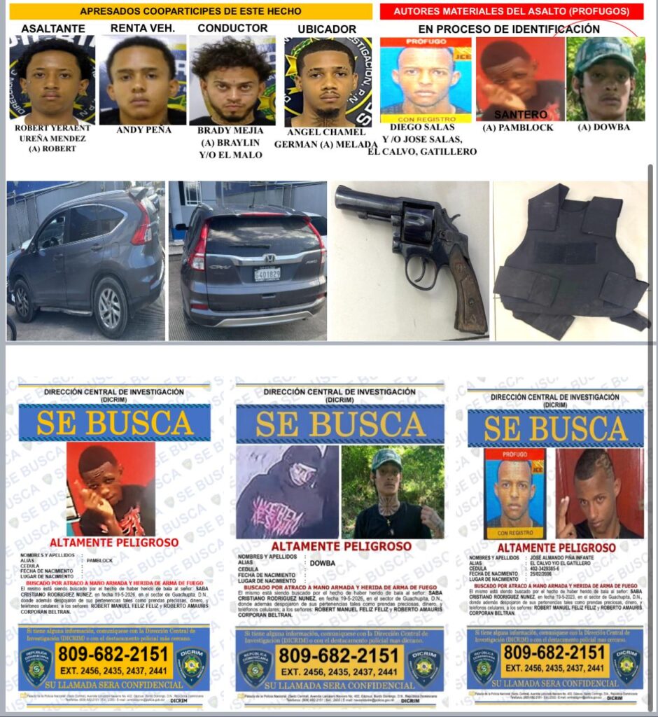Policía desmantela banda acusada de asalto a mano armada y herida de bala en Guachupita | 2 | Policía desmantela banda acusada de asalto a mano armada y herida de bala en Guachupita - Noticias de hoy en República Dominicana | De Último Minuto