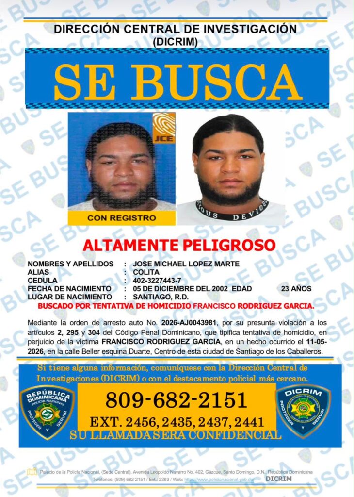 Policía activa cacería contra cinco prófugos acusados de tentativa de homicidio en Santiago - Noticias de hoy en República Dominicana | De Último Minuto