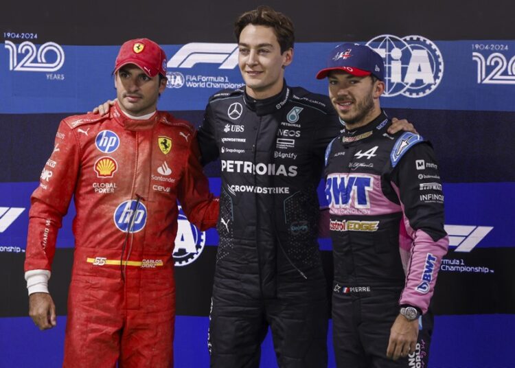 Russell plasma el poder de Mercedes con la pole en el GP de Las Vegas y Sainz saldrá segundo