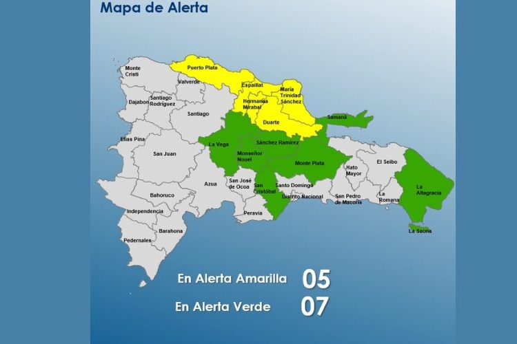 El COE coloca 5 provincias en alerta amarilla y mantiene 7 en verde por sistema frontal