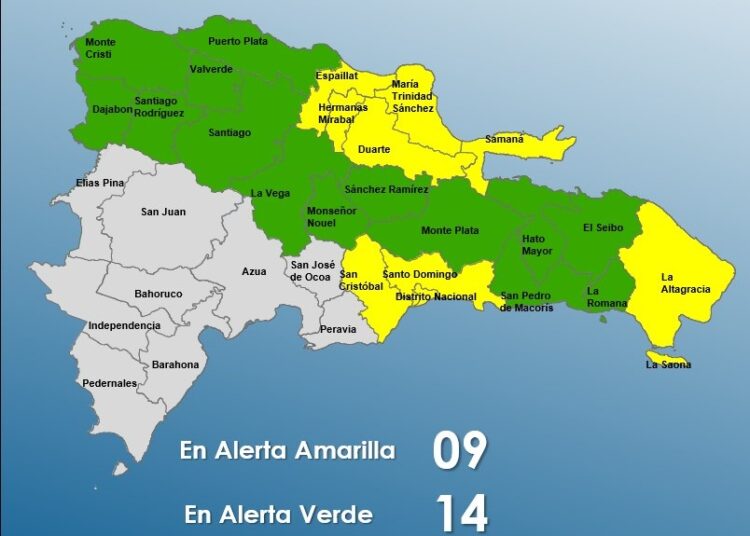 COE incrementa provincias en alerta por la incidencia de una vaguada