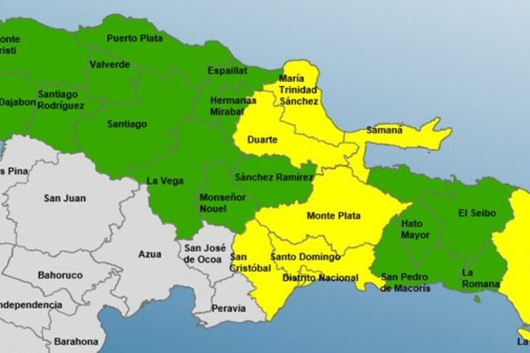 COE mantiene 7 provincias en alerta amarilla y 15 en verde por una vaguada