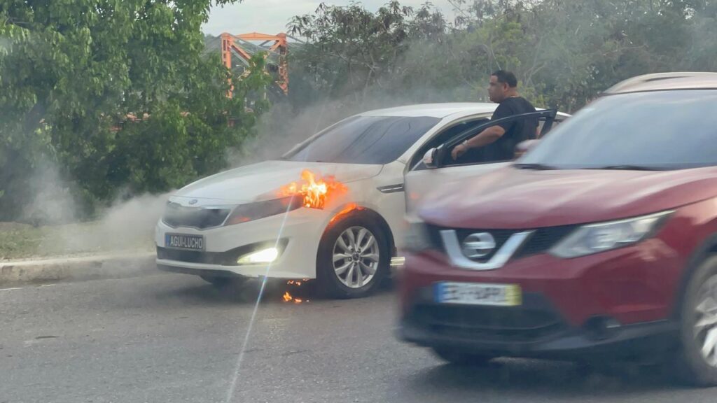 Se incendia un vehículo en avenida circunvalación sur de Santiago | 2 | Se incendia un vehículo en avenida circunvalación sur de Santiago | De Último Minuto