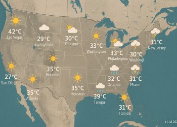 Pronóstico del tiempo para mañana 1 de julio del 2025 en las principales ciudades de Estados Unidos