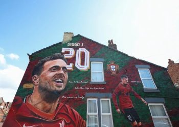 Un mural homenajea a Diogo Jota en Liverpool