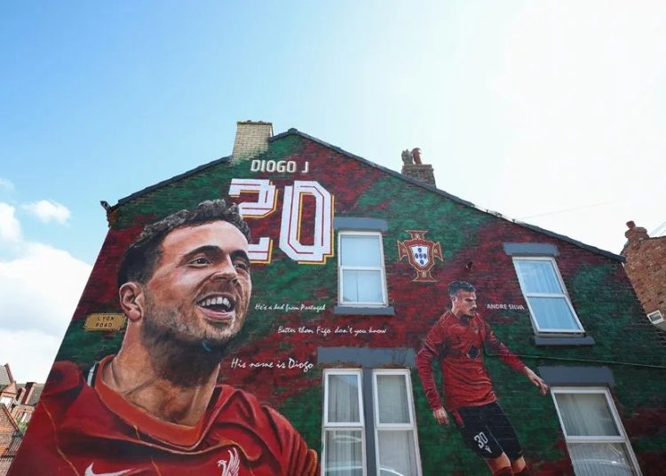 Un mural homenajea a Diogo Jota en Liverpool
