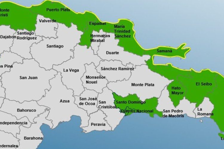 COE: Alerta amarilla para franja costera y  10 provincias en verde por huracán Erin