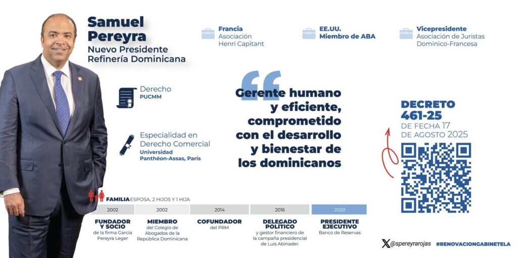 Samuel Pereyra designado como nuevo presidente del Consejo de Administración de Refidomsa - Noticias de hoy en República Dominicana | De Último Minuto