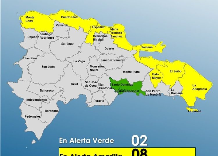 COE mantiene diez provincia en alerta meteorológica por huracán Erin