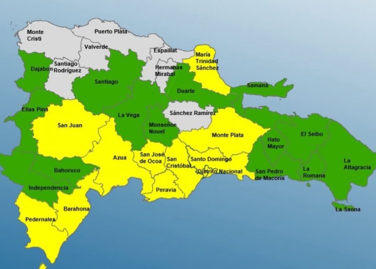 COE mantiene 10 provincias y al DN en alerta amarilla, 14 están en verde
