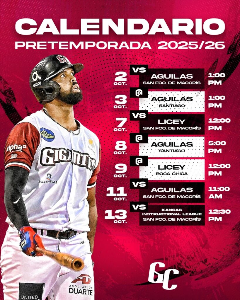 Gigantes del Cibao anuncian calendario de siete partidos de pretemporada - Noticias de hoy en República Dominicana | De Último Minuto