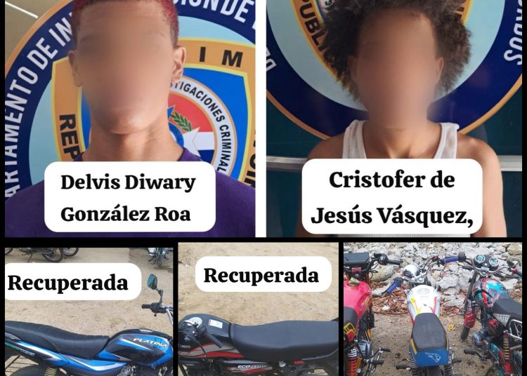Policía Nacional arresta a dos hombres por robo a mano armada y recupera motocicletas sustraídas