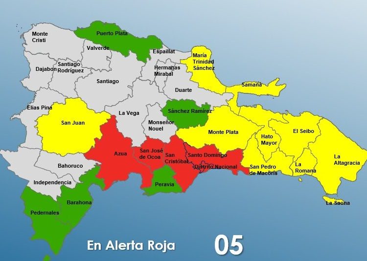 COE coloca 5 provincias en rojo, 9 en amarillo y 5 en verde por lluvias