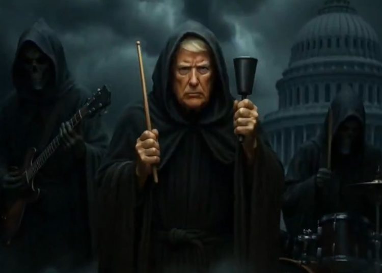Trump publica un extraño clip musical hecho con IA y protagonizado por la muerte
