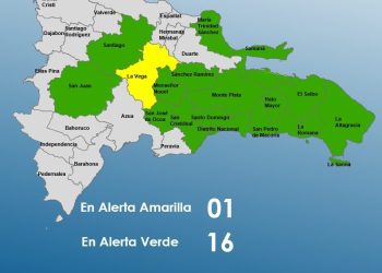 COE mantiene en alerta amarilla a La Vega y en verde a 16 provincias