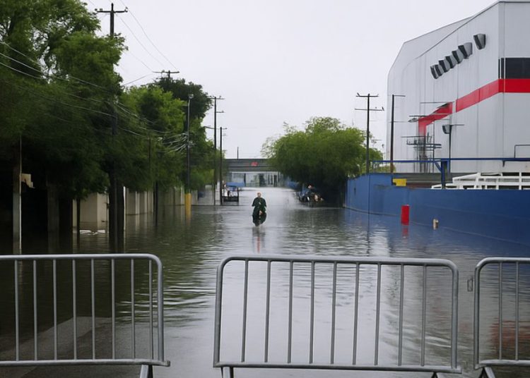 Autoridades bloquean la calle Defilló por fuertes inundaciones tras lluvias de la tormenta Melissa