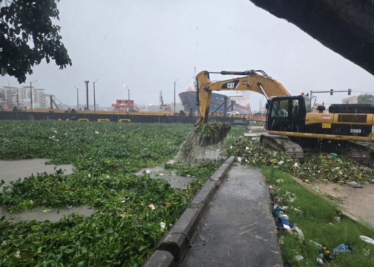 MOPC anunció cierre temporal del Puente Flotante por acumulación de lilas en el río Ozama