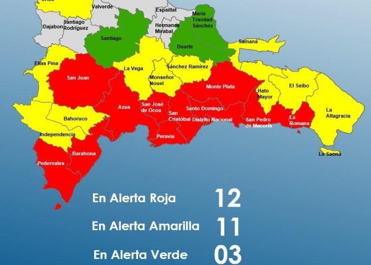 COE mantiene 12 provincias en alerta roja, 11 en amarilla y 3 en verde ante Melissa