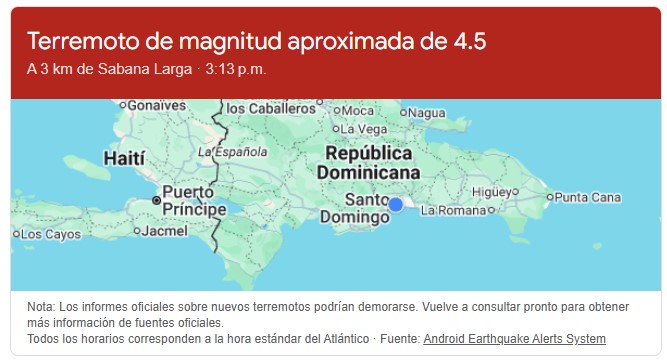 ¿Y tú lo sentiste? Se registra temblor de tierra con magnitud de 4.5 - Noticias de hoy en República Dominicana | De Último Minuto