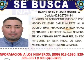 Policía Nacional busca a Randy Gean Pujols Montilla por hecho violento en Azua