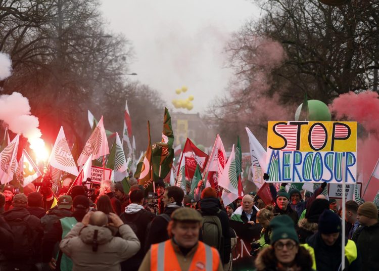 Cientos de agricultores tratan de convencer a Eurocámara de que lleve el Mercosur al TJUE