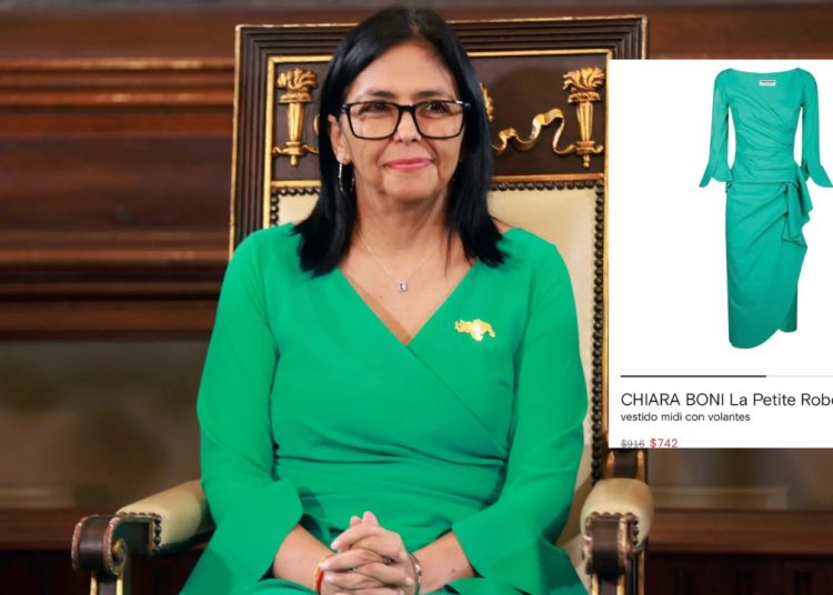 Polémica por vestido de Delcy Rodríguez en juramentación: Precio equivale a 147 años de salario mínimo en Venezuela