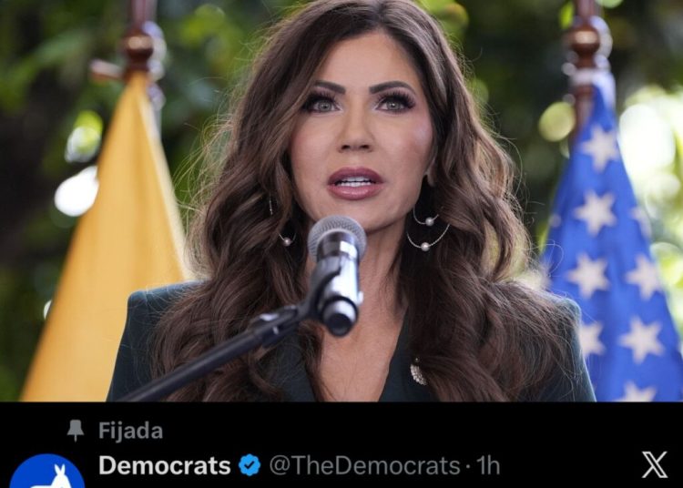 Demócratas publican en su cuenta oficial un único mensaje sin más detalles: “Juicio Político contra Kristi Noem”