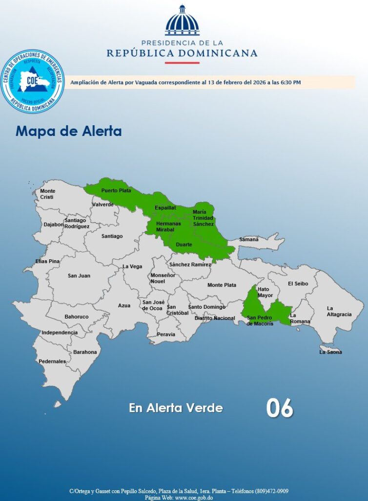 COE amplía alerta verde en 6 provincias por lluvias | 2 | COE amplía alerta verde en 6 provincias por lluvias - Noticias de hoy en República Dominicana | De Último Minuto