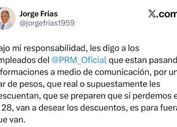 Jorge Frías advierte a empleados del PRM por filtrar informaciones a medios de comunicación