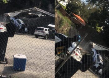 Camioneta de la Policía Nacional se estrella en Jarabacoa tras presunta falla en los frenos