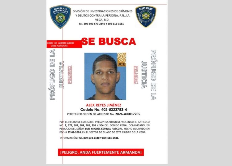 Policía busca a hombre acusado de violar varios artículos del Código Penal en La Vega