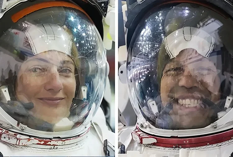 Dos astronautas de La NASA realizan una caminata espacial para modernizar la energía en la EEI