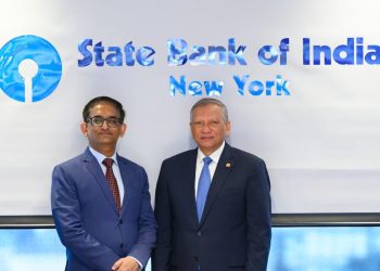 Leonardo Aguilera visita al State Bank of India en Nueva York para fortalecer relaciones internacionales