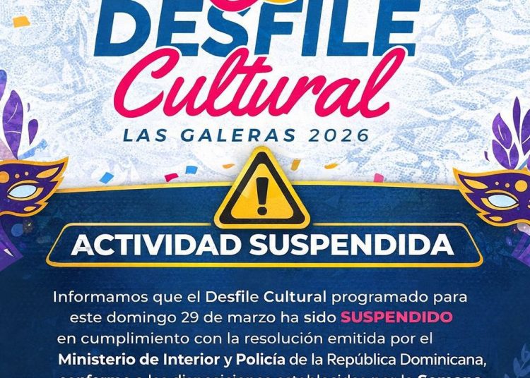 Suspenden Desfile Cultural Las Galeras 2026 por disposiciones de Semana Santa