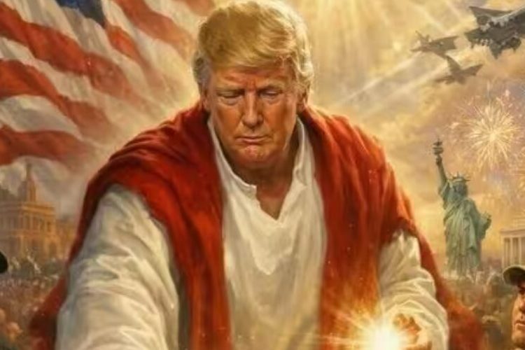 Trump publica una imagen en la que se convierte en un aparente Jesucristo sanador