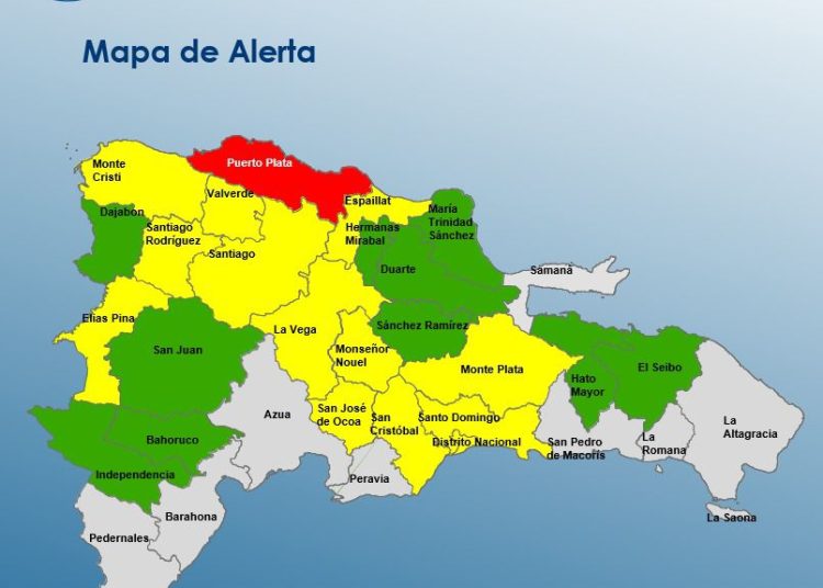 Puerto Plata en alerta roja; COE coloca 24 provincias bajo aviso por vaguada