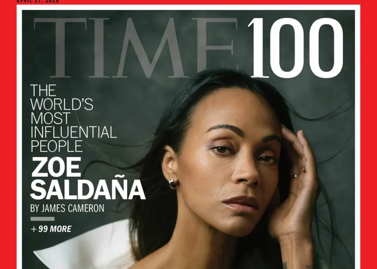 Zoe Saldaña, destacada entre las 100 personas más influyentes de 2026 de la revista Time