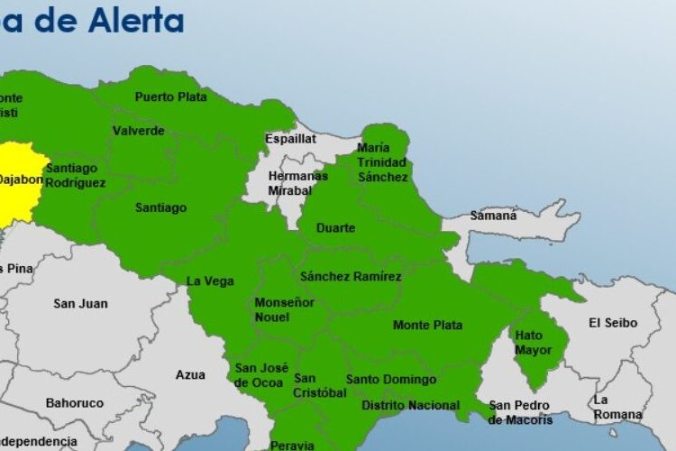 COE coloca 17 provincias en alerta verde y a Dajabón en amarilla por efectos de vaguada