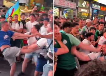 Hinchas de Argentina y Argelia protagonizan pelea en Times Square previo a su debut en el Mundial 2026