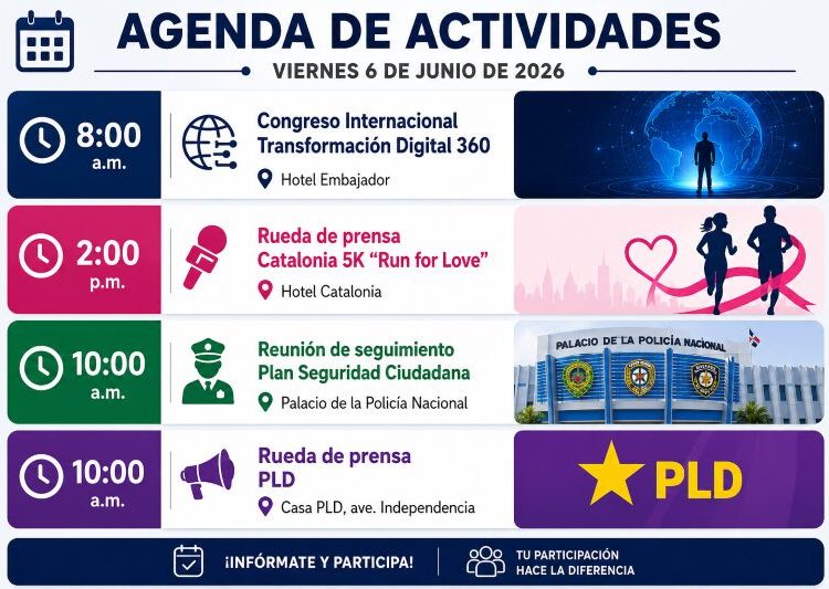Agenda del día: lunes 8 de junio de 2026