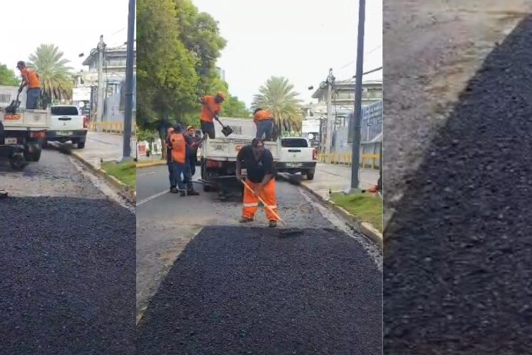 Obras Públicas realiza jornada de bacheo y asfaltado en calles y avenidas de la capital