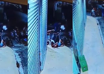 Delincuentes fueron captados en cámara durante atraco frente a colmado en Bayaguana