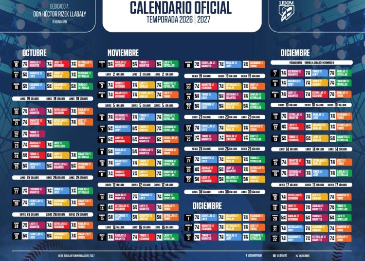LIDOM aprueba calendario y nuevo Código Reglamentario para el campeonato 2026-2027