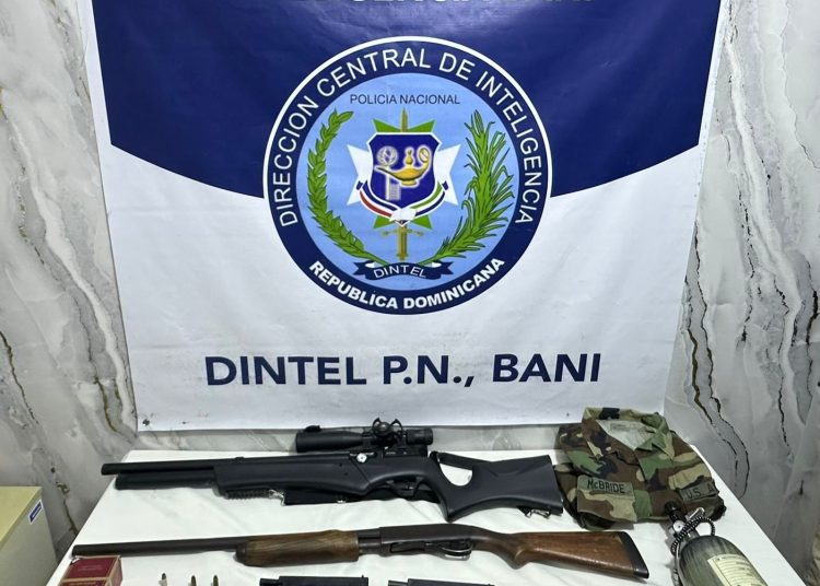 DINTEL y Ministerio Público ocupan armas de fuego, municiones y contrabando en Baní