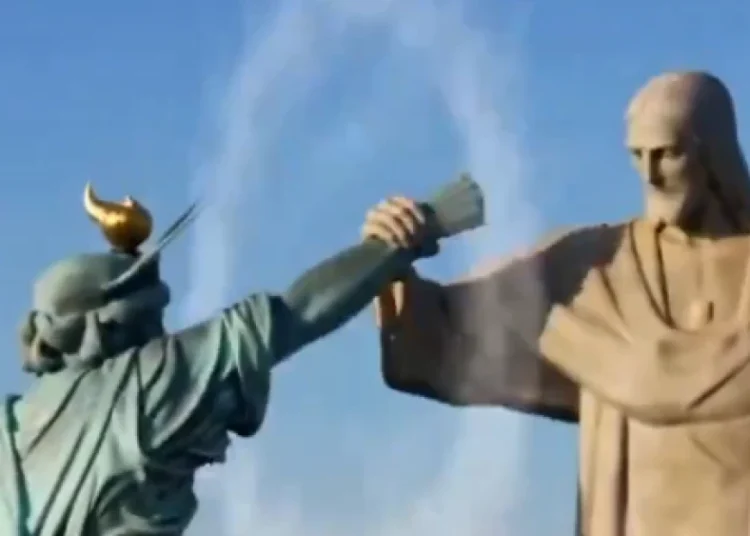 Irán difunde video generado con IA que muestra pelea entre la Estatua de la Libertad y el Cristo Redentor