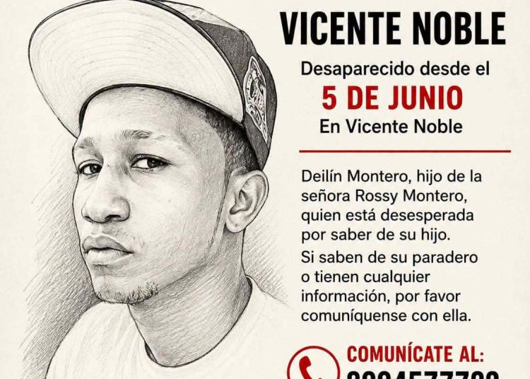 Familia solicita ayuda para localizar a joven desaparecido en Vicente Noble