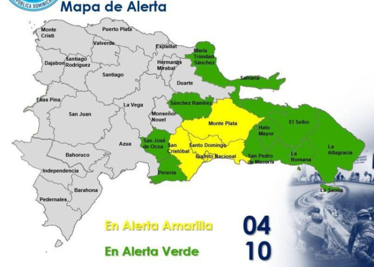 COE eleva a cuatro las demarcaciones en alerta amarilla y mantiene diez en verde por onda tropical